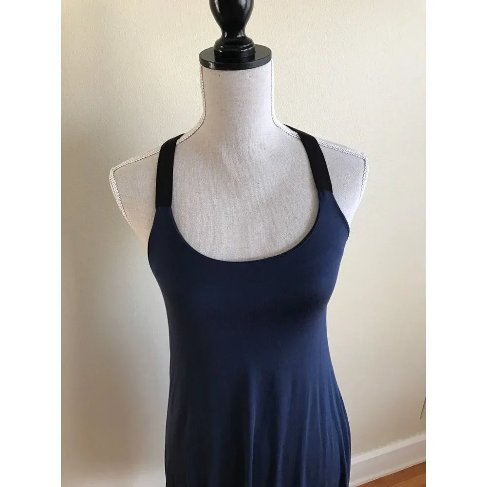 Bella Luxx Navy Blue Tank Dress Black Straps - Picture 2 of 11